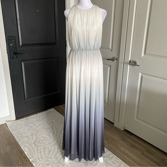 Alice + Olivia Jinny Gray Ombre Formal Halter Maxi Dress Size 8 - Picture 1 of 11